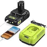 Abeden 3.0Ah Replacement for Ryobi 18V Battery & Charger Combo with USB Port, Compatible with Ryobi 18 Volt P102 P103 P104 P105 P107 P108 P109 Cordless Power Tools