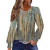 ETCYY Womens Long Sleeve Tops Dressy Casual Blouses Fall Pleated Tunic Trendy Tee Shirts 2026 Vacation Fashion Clothes