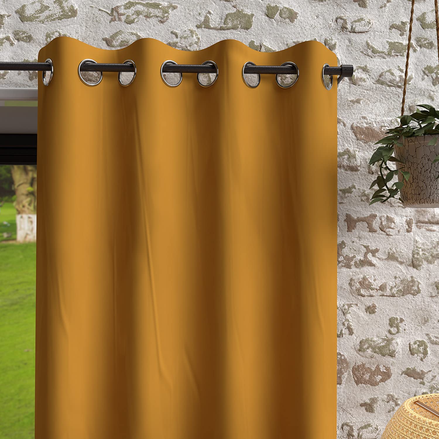 Soleil d'ocre Polyester Curtain 140 x 180 cm Yellow