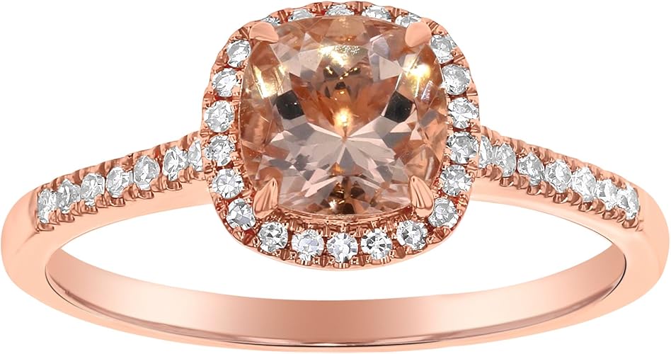 Olivia Paris 14k Rose Gold 1 Carat Tgw Cushion Cut Morganite And