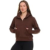 MODERN BASICS Womens Half Zip Hoodie - Fleece Cropped Sweatshirt for Women, Quarter Zip Up Pullover