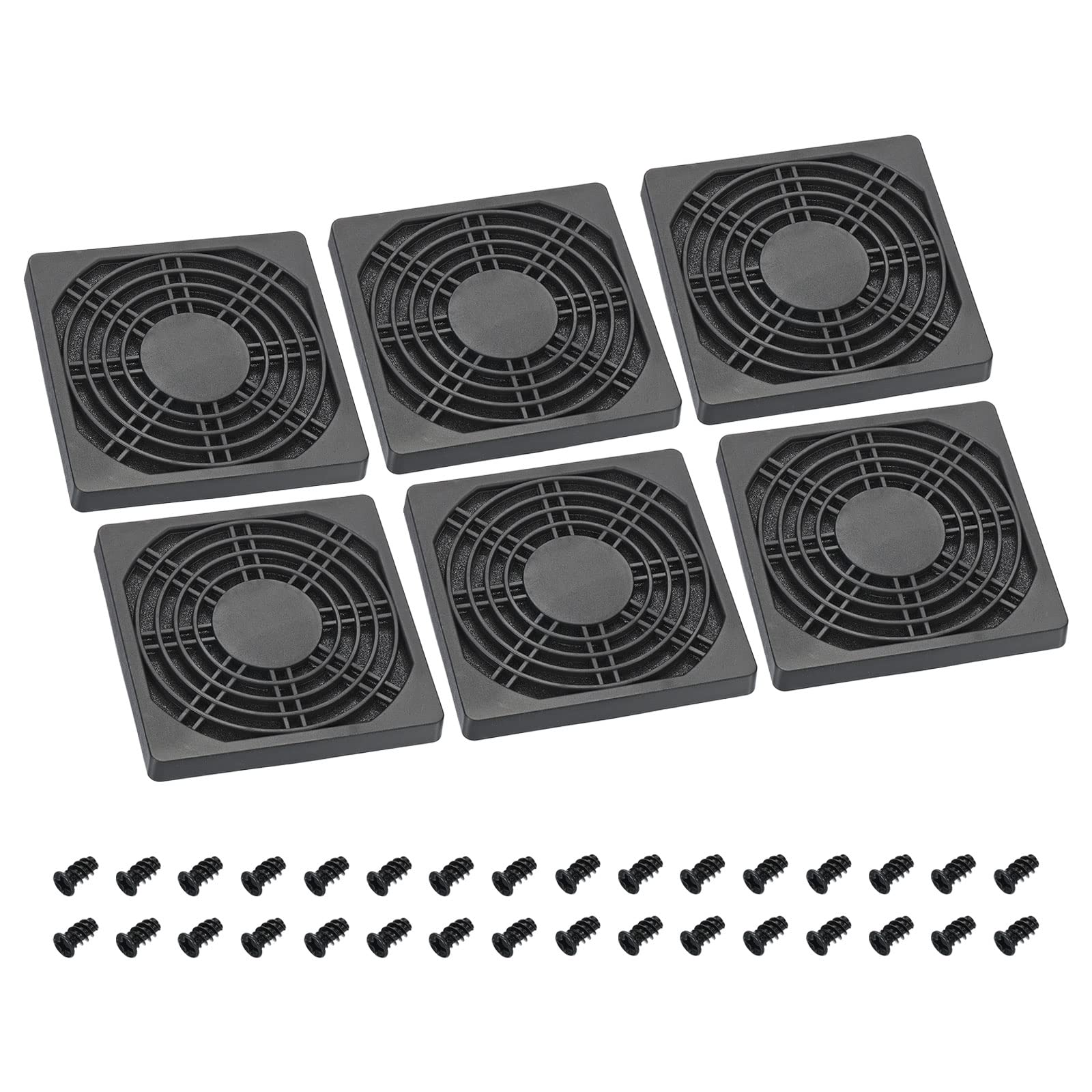 PATIKIL 92mm Cooling Fan Filter with Screw, 6 Pack ABS Ventilator Grill Protector Guard for Fan Protective Cover DIY, Black