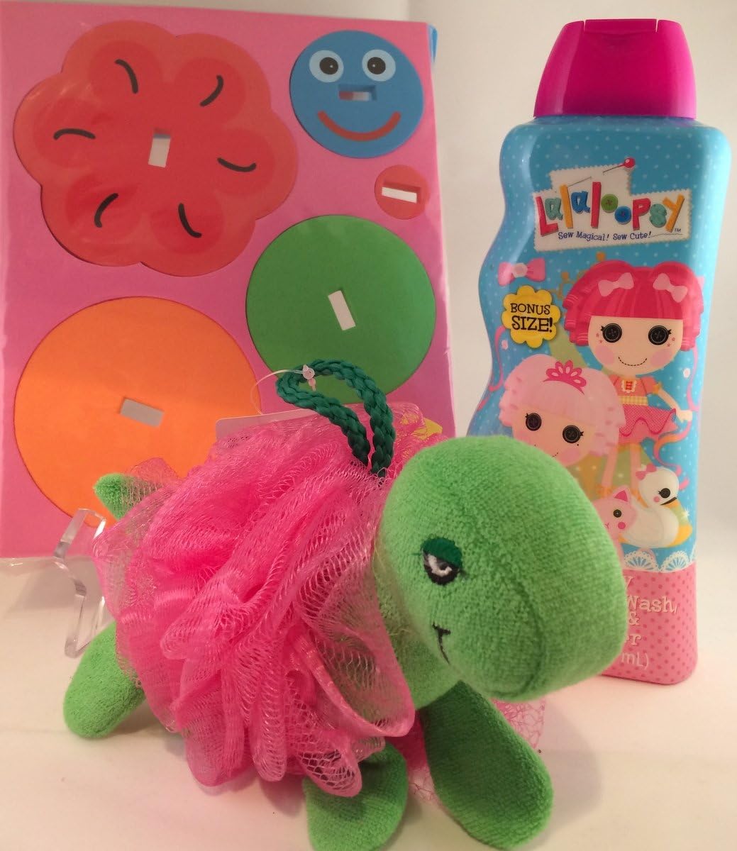 Lalaloopsy Toddler Bath Gift Set: Lalaloopsy Raspberry 3-n-1 Body Wash, Shampoo, & Conditioner, Turtle Bath Scrubber Toy, & Soft Toy Foam Bath Puzzle
