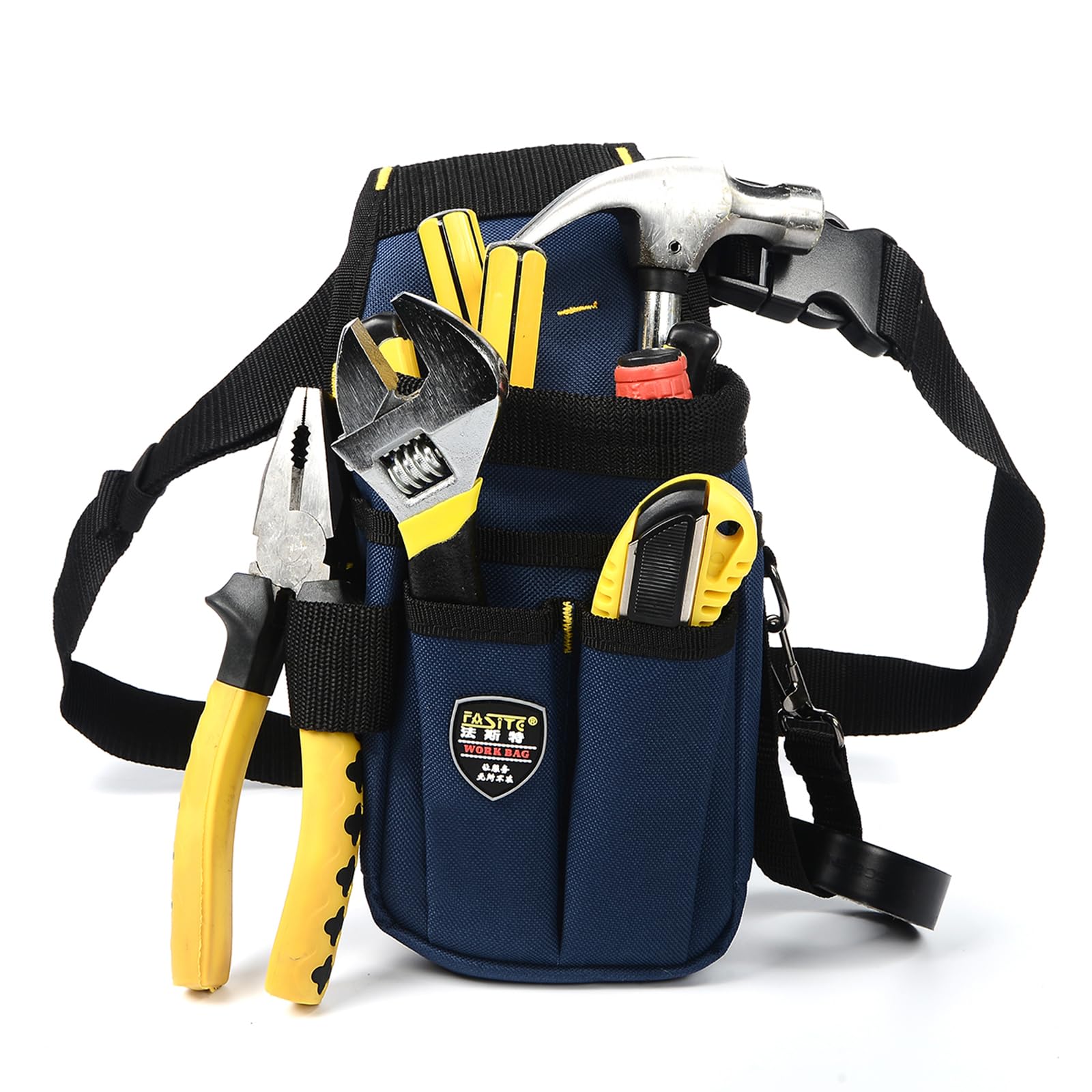 Tool Belt Pouch, Canvas Pocket Tool Pouch Belt, Heavy Duty Professional Tool Pouch Storage Bag, Spanner Plier Wrench Canvas Organizer for Electrician, Plumber, Carpenter, Mechanic (A)