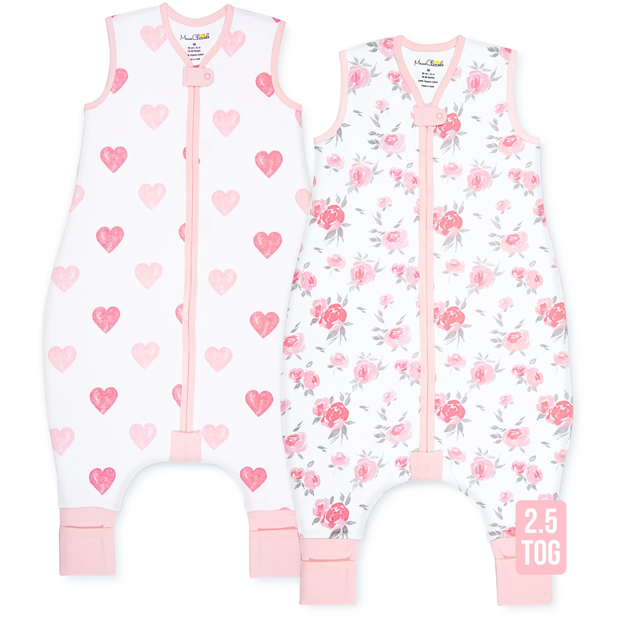 Mama Cheetah Toddler Sleep Sack with Feet 4T - 5T, 2.5 TOG Organic Cotton Baby Sleeping Bag with Legs, Baby Wearable Blankets for Walkers w/ 2-Way Zipper, Baby Sleep Sack for Girls & Boys, XL Image