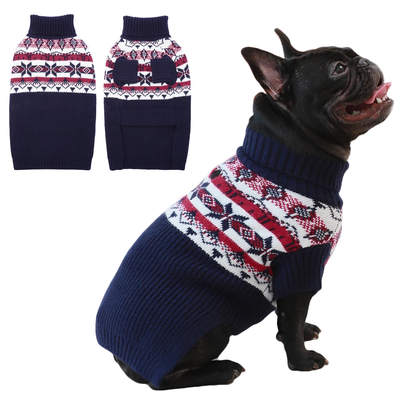 IECOii Medium Dog Jumper,Dog Jumpers For Medium Dogs Girl,Christmas Dog Jumper Turtleneck Dog Sweatshirt For Small Medium Dogs,Pet Pullover Jumper Blue Dog Sweater For Bichon,Jack Russel,M