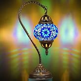 Marrakech Turkish Mosaic Lamp Stained Glass Table Lamp with Tiffany Style | Handmade Moroccan Table Lamp with Swan Neck, Decorative Accent Vintage Lamp for Living Room Bedroom Including LED Bulb