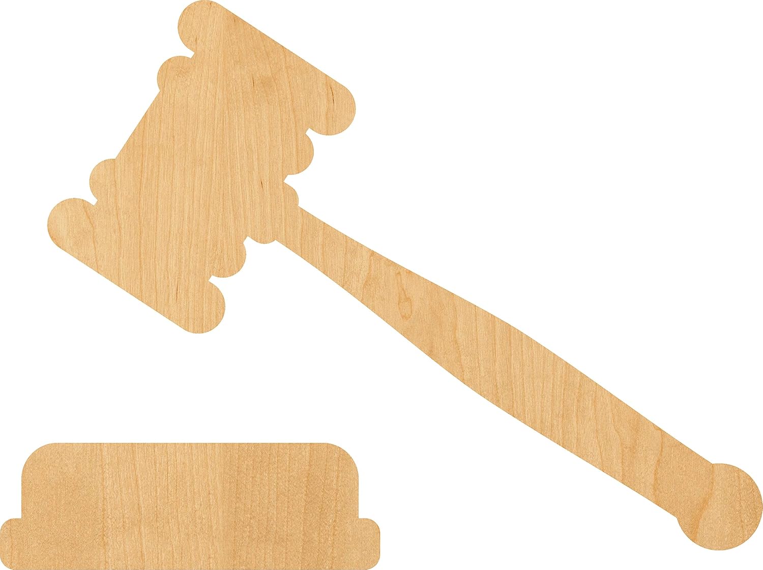 Mixed Media - Gavel Laser Cut Out Wood Shape Craft Supply - 4 Inch