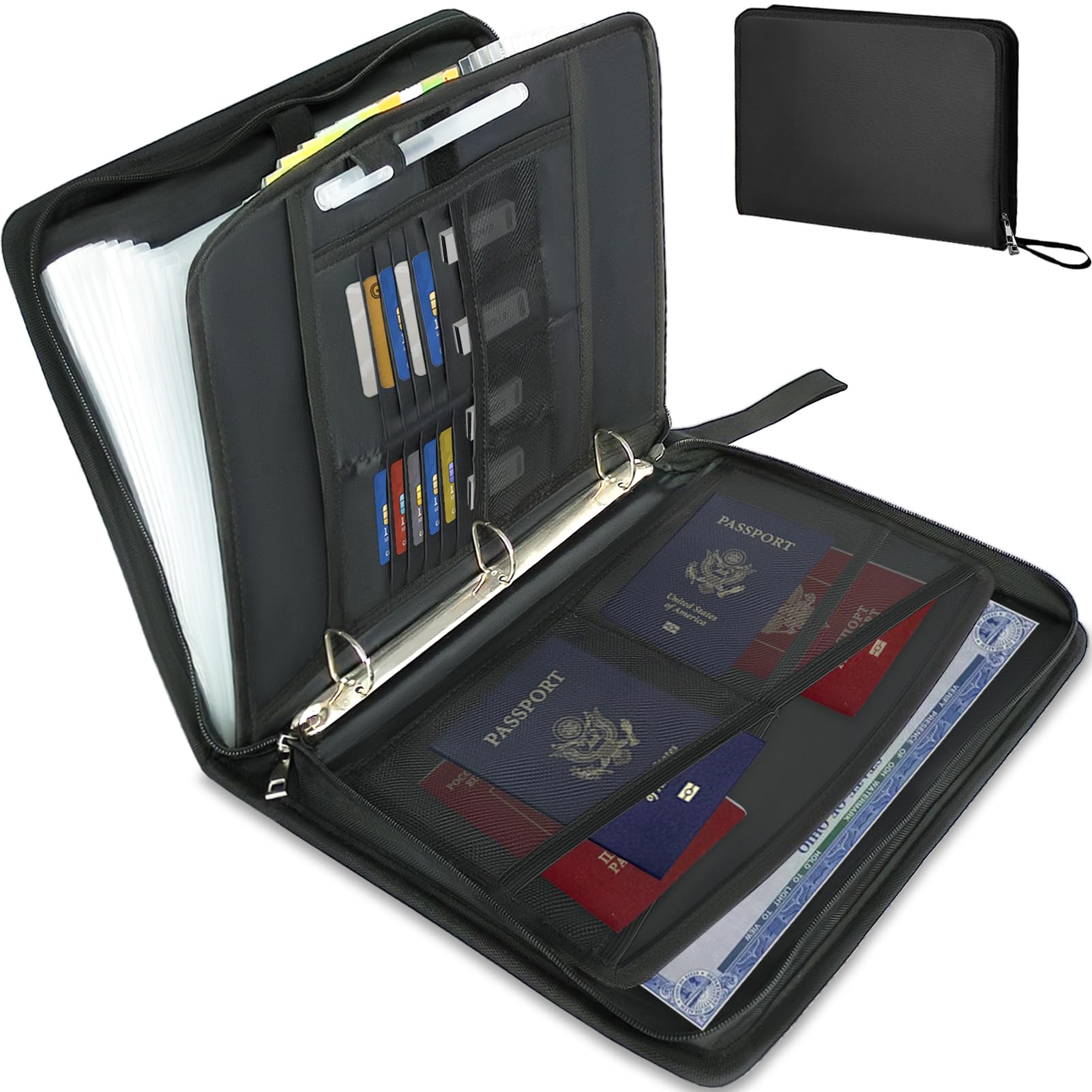 Photo 1 of ***MISSING ITEMS***sawjow Important Document Organizer, If I Die Binder Organizer with Labels & Zipper, 12 Pockets Fireproof File Folder Home Travel Safe Storage for Files, Receipts, Birth Certificate