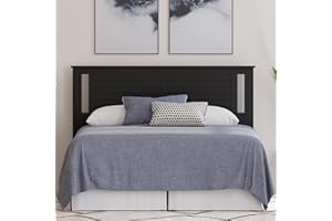 COMFIQ Serene Poplar Wood Queen Headboard, Modern Farmhouse Panel with Horizontal Scoring, Queen Size Headboard in Black, Casual Coastal Style, Easy Assembly, Quality Materials