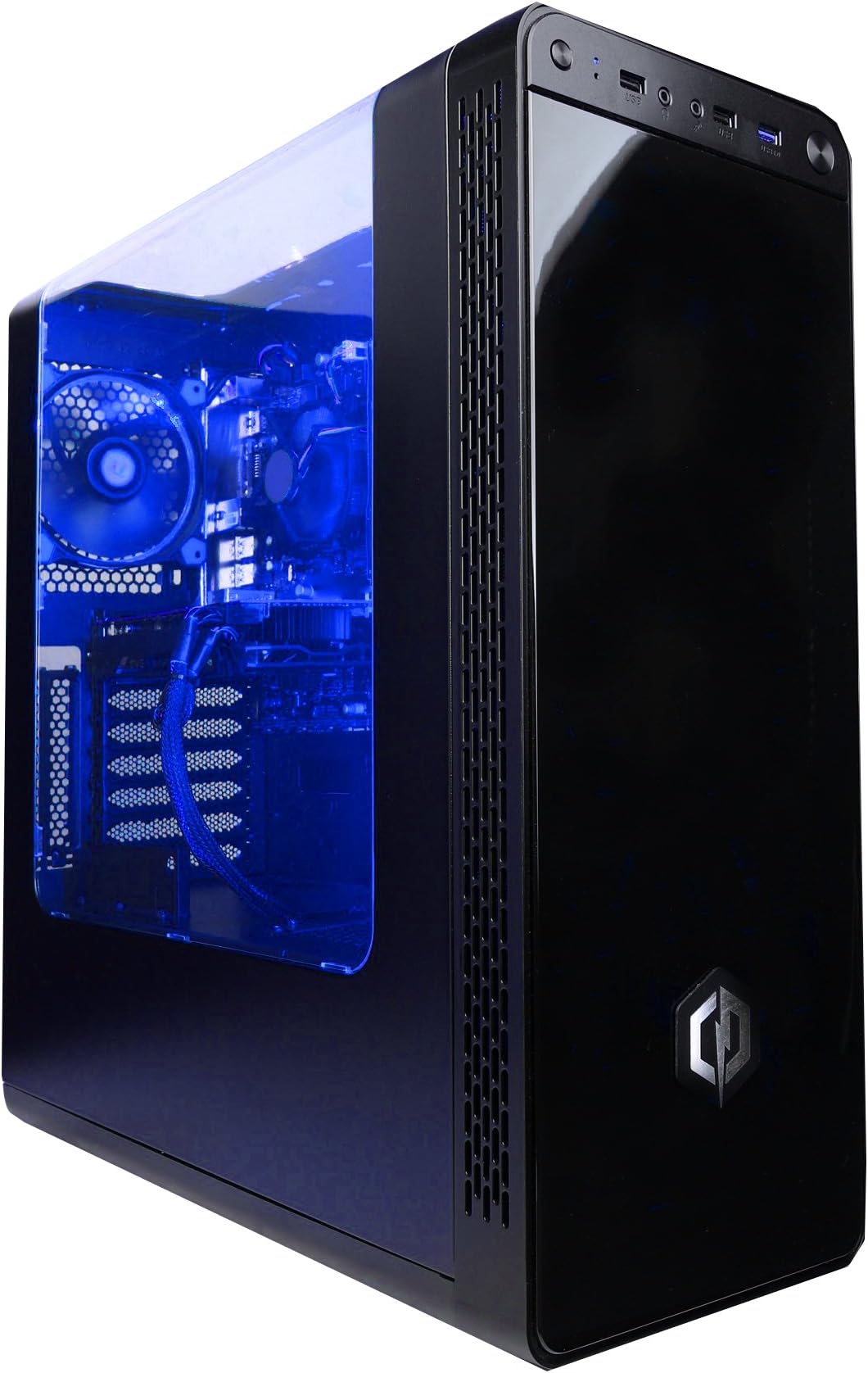 Cyberpower Blaster 1050Ti Quad Core Gaming PC - Nvidia GTX 1050Ti 4GB Graphics Card, AMD FX-4300 Processor, 8GB RAM, 1TB HDD, 120GB SSD, No OS, PCI-E Wifi, Ttake View 27