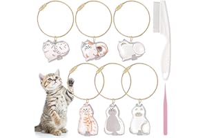 Guiqulai 6pcs Cat Hair Storage Keychain, Memorial Pendant Cat Fur Keepsake Capsule Pendant Storage Bottle with Stainless Steel Tweezers and Combs - Pet Lover Collecting Gift