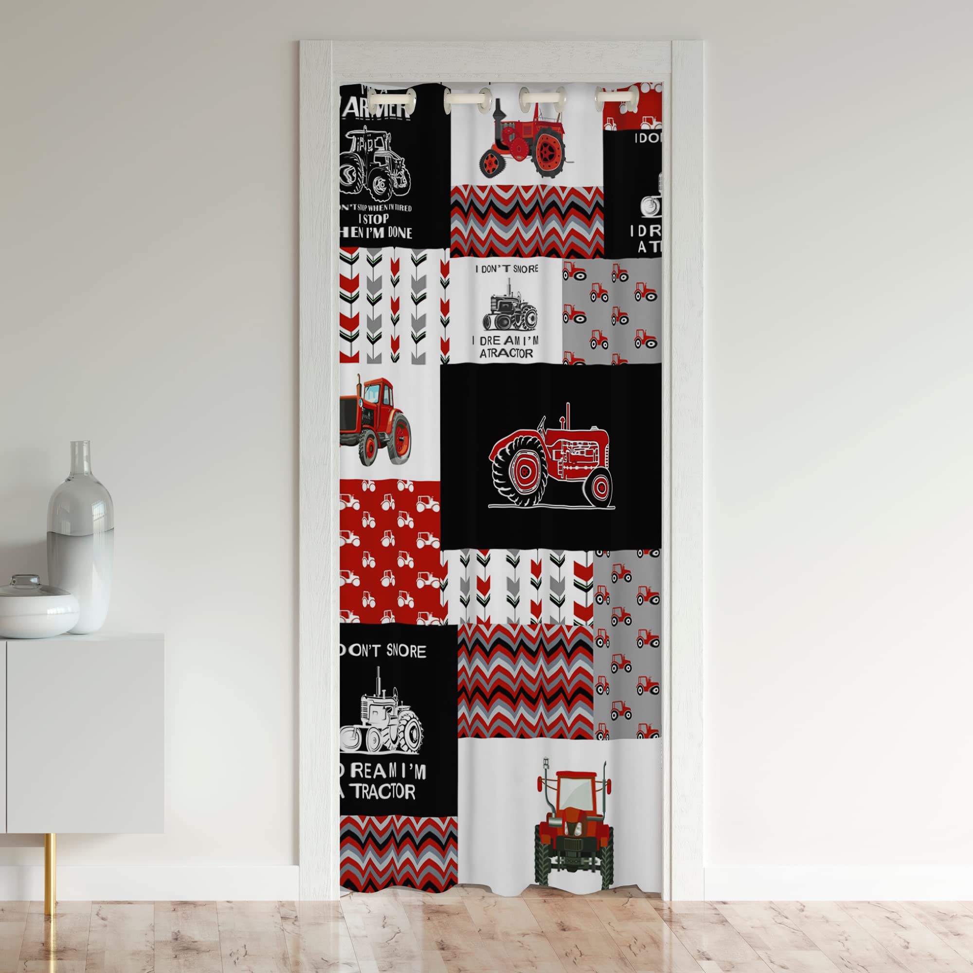 Tractor Door Curtain for Doorway Privacy 132x203cm 1 Panel Farm Equipment Trucks Closet Door Cover Curtain Construction Car Room Blackout Curtain Harvester Tractor Room Divider Curtain Cover