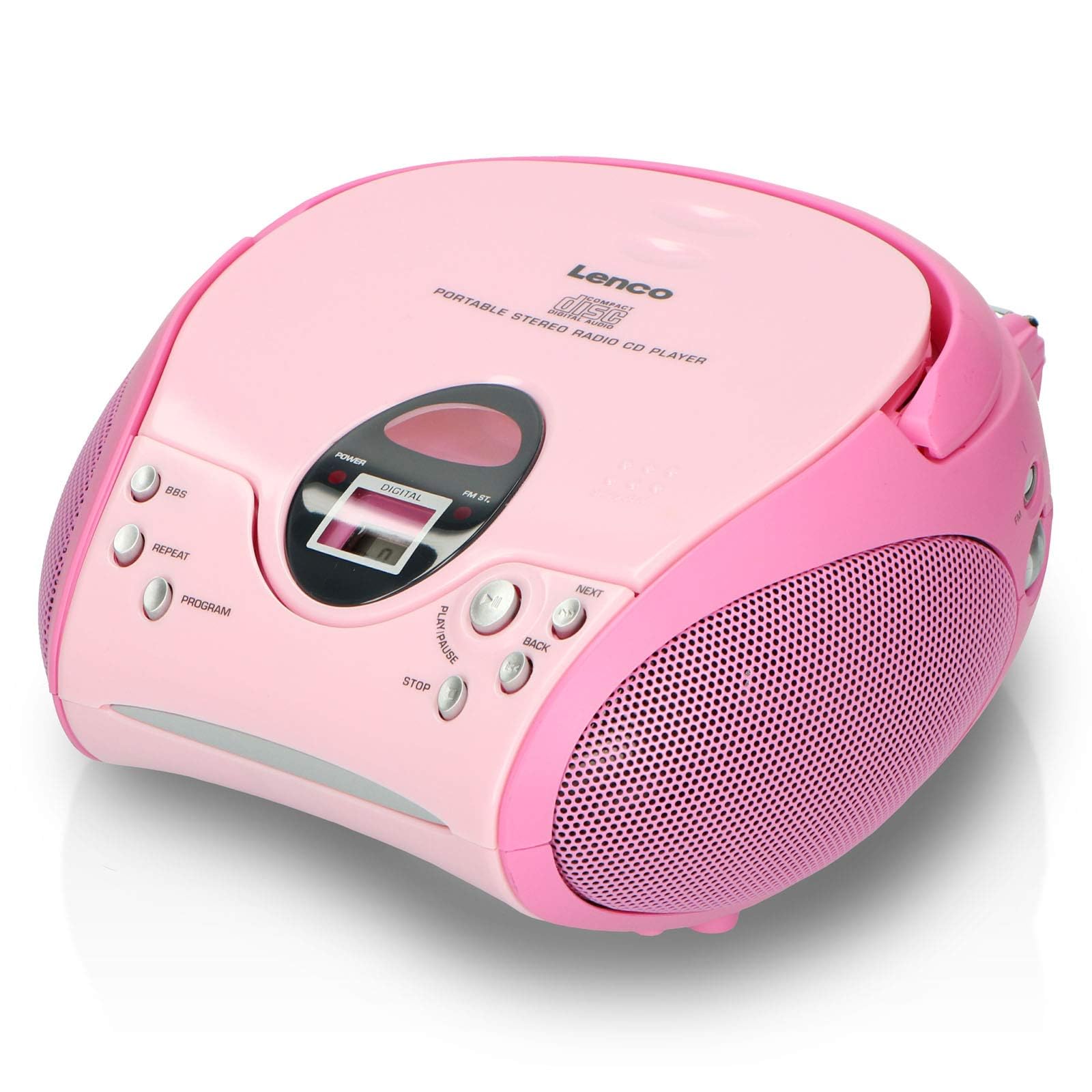 Lenco Scd24 - Radio Cd Enfant - Stéréo - Boombox - Tuner Radio Fm - Ttel Storage - 2 X 1.5W Rms Power - Secteur & Batterie - Rose