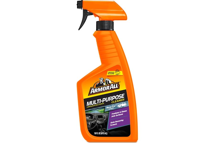Armor All Multi-Purpose Car Cleaner Spray with Odor Elimination Technology, 16 fl oz Spray Bottle, New Car Scent, Multipurpos