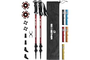 G2 GO2GETHER Aluminum Trekking Poles - Quick Adjustable Locks, Comfort Handle, Padded Strap, Snow Baskets - Walking Sticks Suitable for Hiking, Walking