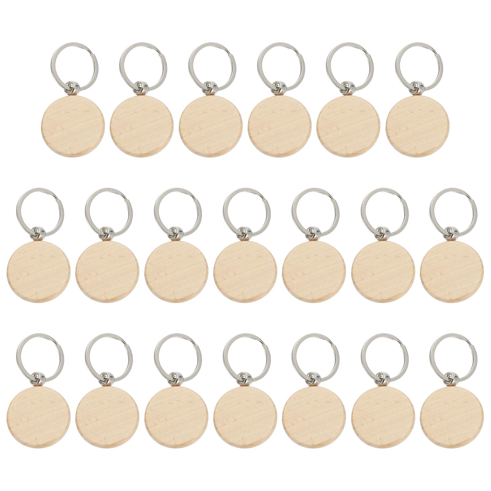 PATIKIL Wood Keychain Blanks, 70 Pack Wood Circles Wooden Keychain Wood Engraving Blanks Unfinished Key Tags with Key Rings for DIY Gift Craft, Brown
