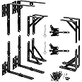 HILLMASTER 2 Set Anti Sag Gate Frame Kit Gate Corner Brace Bracket Heavy Duty Adjustable Gate Hardware with Gate Latch for Wooden Fences,Driveway Gates,Shed Doors,Corral Gates,Wood Windows