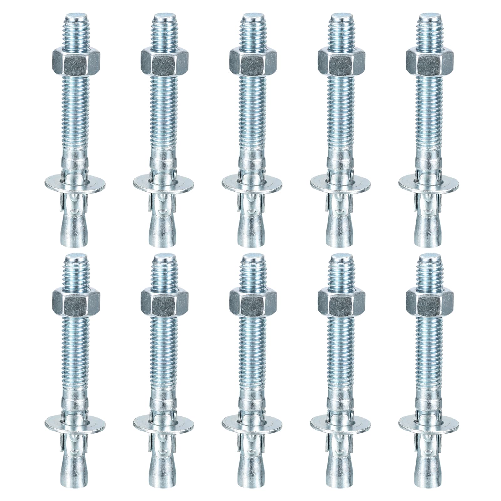 DTGN 1/2" x 4-1/4" Wedge Anchors - 10Pack - Good for Cement and Concrete Wall - Carbon Steel Zinc Plated Screw Bolt Nut Expansion Tube Fasteners