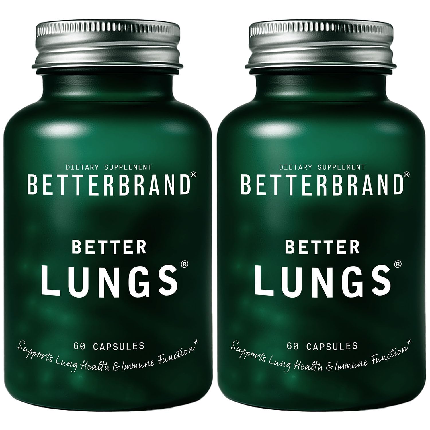Betterbrand BetterLungs Daily Respiratory Health Supplement (60 Capsules) | with Vitamin D, Elderberry, Ginseng, Mullein, and Reishi Mushroom | for Lung Health and Allergy Relief (Pack of 2)