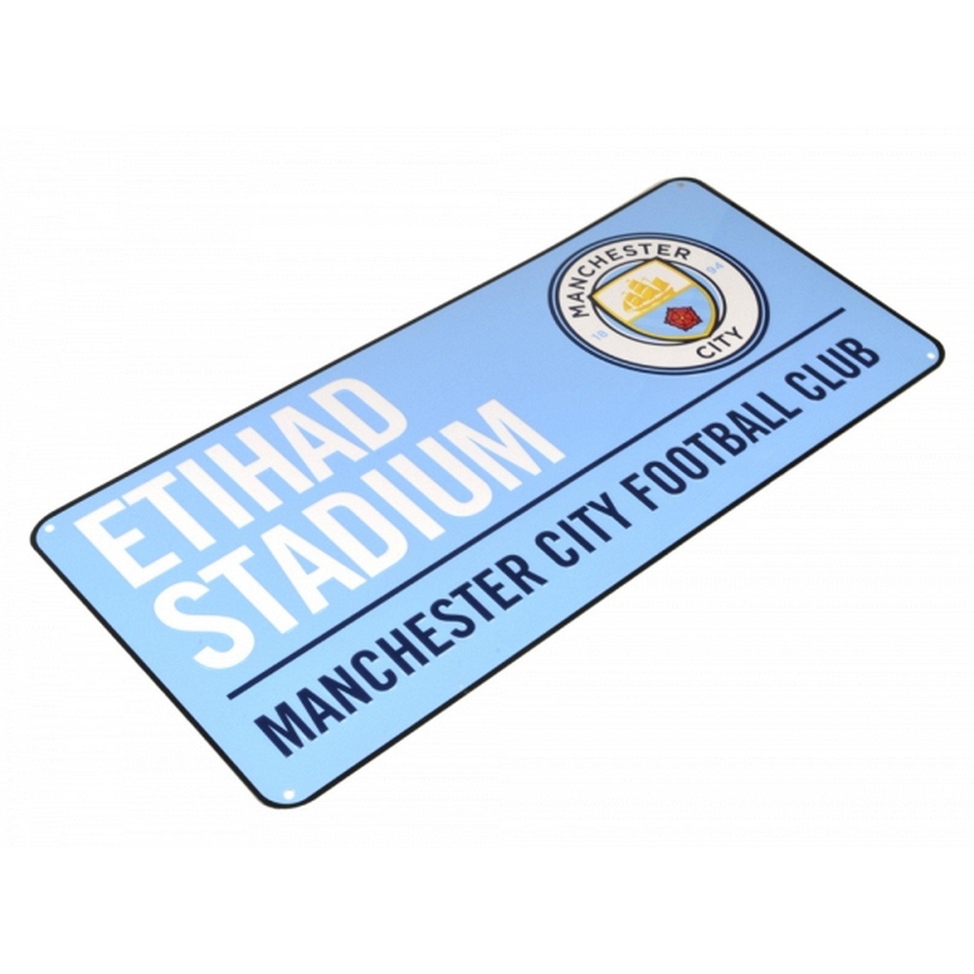 Manchester City FC Official Football Coloured Metal Street Sign (One Size) (Light Blue/White)