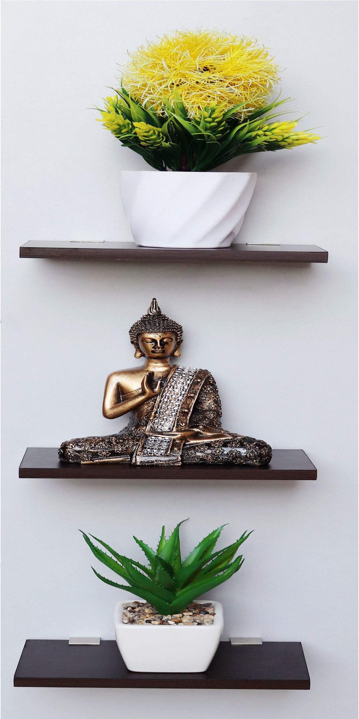 Captiver MDF Wood Wall Mounted Decorative Shelf Stands Shelves Tier 3 (Matte,Wenge) Office Open Decorative