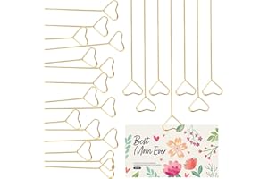 Rimoev 40 Pcs Floral Card Holder Picks, Heart Picture Holders, Photo Holder Pick Stick, Gold Floral Place Card Holder, Floral Picks Clips, Photo Picture Holder for Weddin