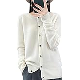 RUCPUW 100% Merino Wool Sweaters Women's Fall Winter Warm Soft Knitted Crew Neck Cardigan Turtleneck Long Sleeves