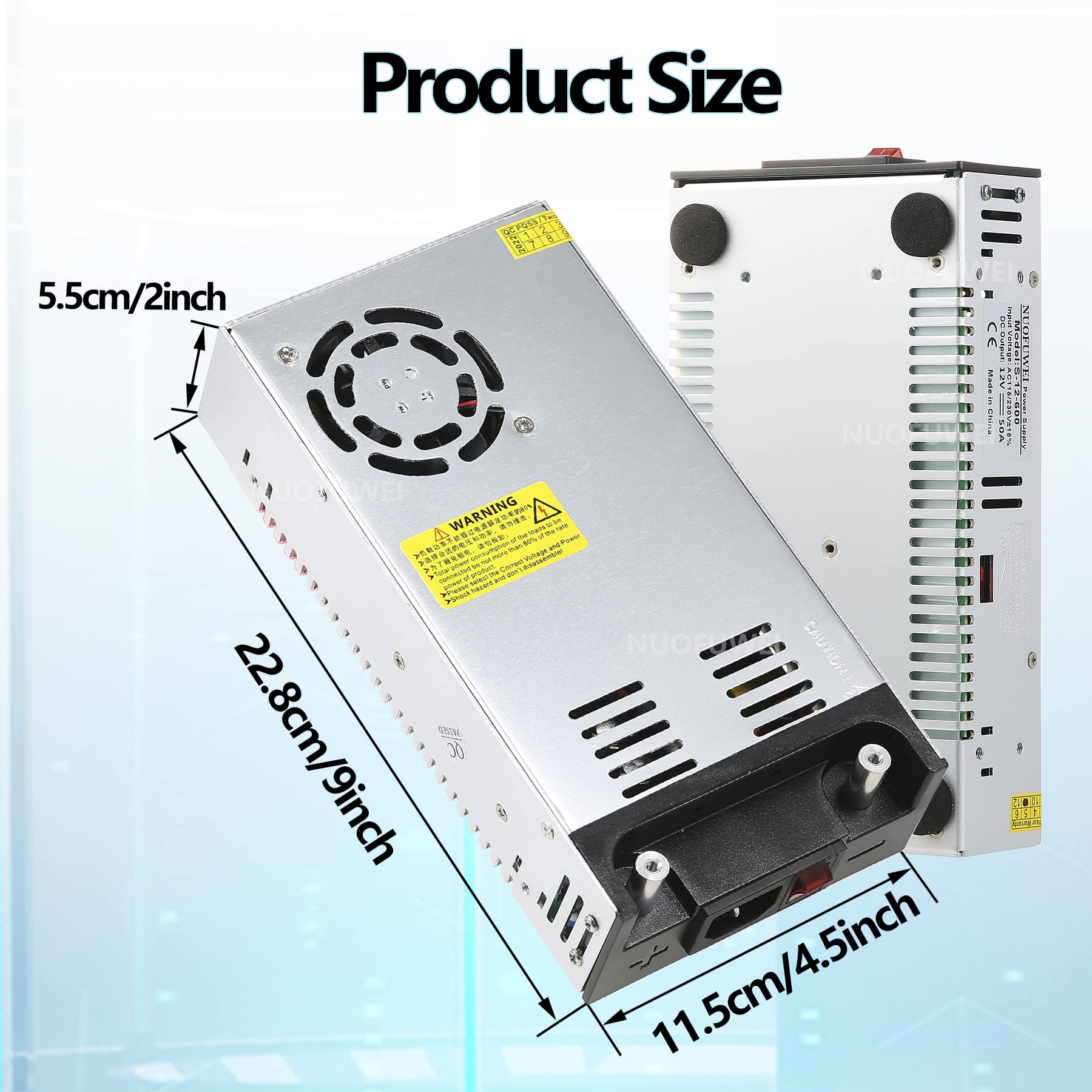 New Version DC 12V 50A 600W Switching Power Supply Adapter 110V AC to 12V DC Converter Power Supply Transformer PSU for 12Volt Motor Pump CCTV Security Camera Car Stereo 3D Printer