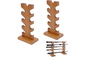 Wizard Wand Display Stand, 5 Tiered Wooden Magic Wand Holder for Table Display Collection, Holds 9 Wands, Brown