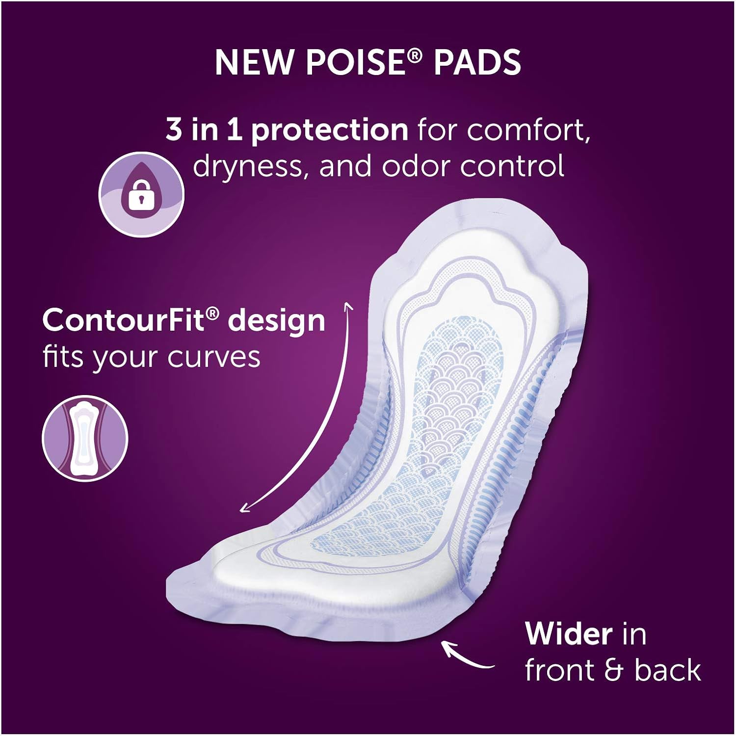 Poise Incontinence Pads, Light Absorbency, Regular Length, 120 Count (4 Packs of 30), Packaging May Vary: Health & Personal Care