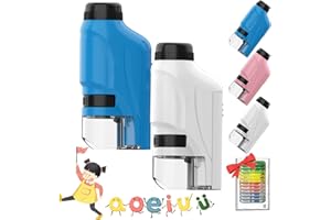 WOHETI Little Mini Microscope for Kids, The Little Microscope for Kids, Pocket Little Miniscope, The Mini Scope for Kids with Led Light, Microscope for Kids (White+Blue)