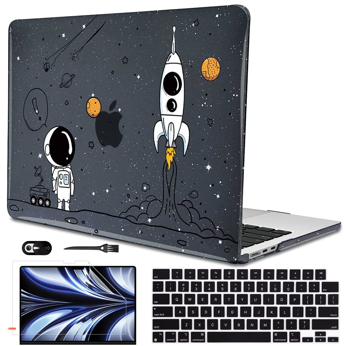 Inch Sleeve Soonjet Custodia Per Macbook Air M2 13,6 Pollici M2 A2681 2022 2023, Robusta E Durevole Cover MacBook Air 13 M2, Protezione In Plastica Rigida - Mezzanotte Trasparente Inch Case - Foto 10