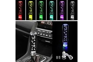 neynavy 1 PC Car LED Luminous Crystal Gear Shifter, Personalized Crystal Bubbles with Colorful Lights Shift Knob, 5.9" Cool Shift Head, Universal for Cars Trucks (Transparent)