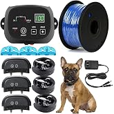 Electric Dog Fence,Aboveground Underground Pet Containment System,Covers up to 3/4 Acre,with Waterproof/Rechargeable Training Collar,Shock/Tone Correction,for 123 Dogs(650 Feet Wire),for3dogs