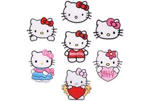 AYVISION 7Pcs Kids Cute Cartoon Kitty Iron On Patches for Clothing Sew On/Iron On Applique Embroidered Patches for T-Shirt, Jackets, Jeans, Vests,Hats, Backpacks