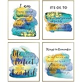 MTL HOE Encouraging Self Improvement Motivational Sayings Prints, Blue Inspiring Positive Affirmations Quotes Wall Decor, Girls Inspirational Art Posters, Uplifting Encouragement Gifts for Women