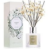 Airkeep Reed Diffuser Set, 3.38 fl oz (100 ml) - Jasmine Lily Lemon Oil Diffusers with 8 Reed Sticks, Home Fragrance Reed Diffuser for Bathroom Shelf Decor