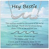 EPIRORA Gifts for Her, Silver Wave Necklace for Women, Birthday Anniversary Christmas Jewelry Gift Ideas for Best Friend Bestie Sister Mom Daughter