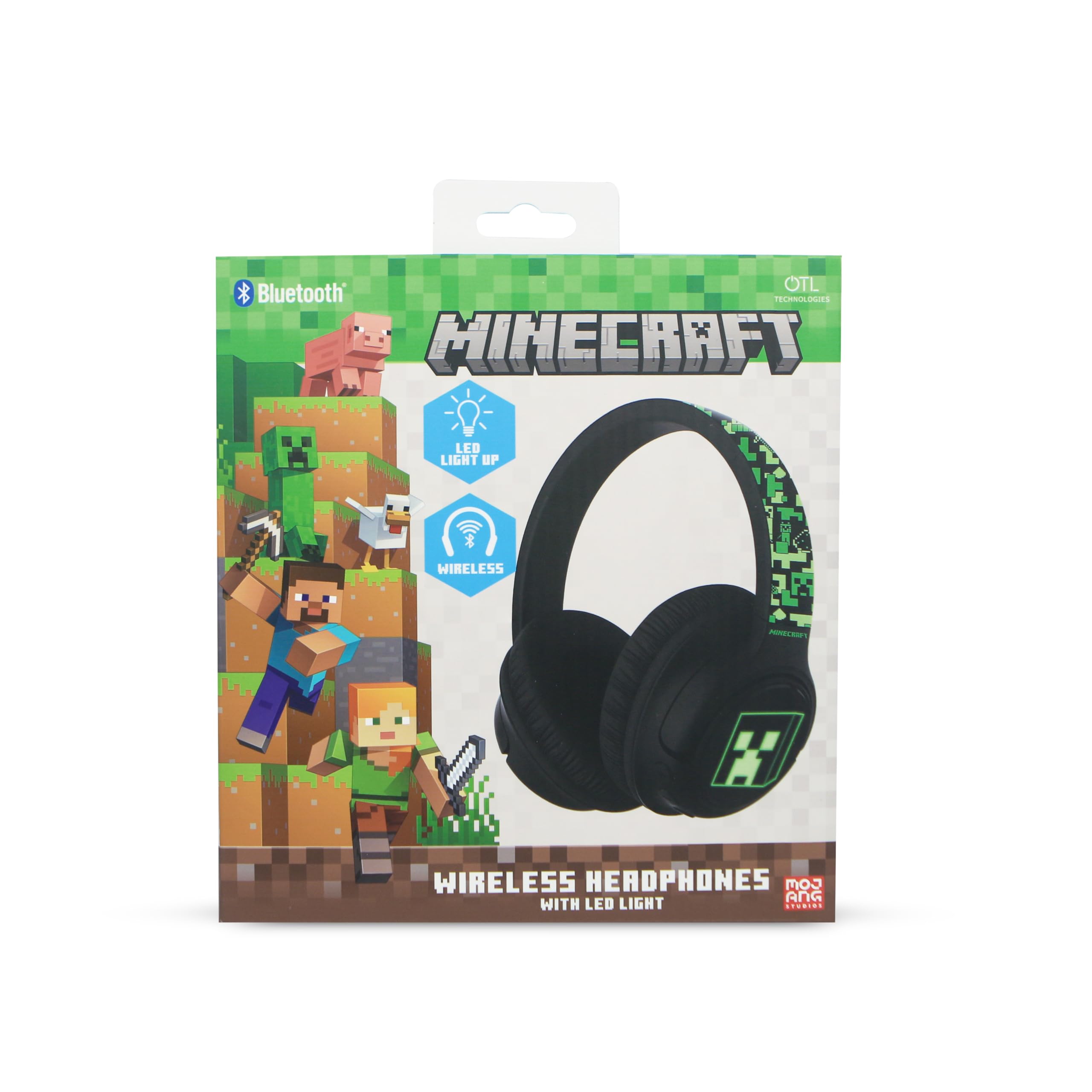 OTL Technologies MC1241 Minecraft Wireless Headphones with LED Light Up Feature - Black
