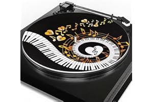 GLENLCWE Piano Keyboard Music Notes Turntable Mat Black Vinyl Record Slipmat Turntable Platter Enhance Music Sound Nature Lanscape Record Mat for Standard 12" Platters Rubber Mat