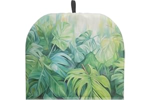 Tutolipy Tropical Leaves Monstera Teapot Cover for Tea Coffee Lover Insulated Tea Cosy Cover Dust Proof Tea Cozy Protector Decorative Accsssory Green