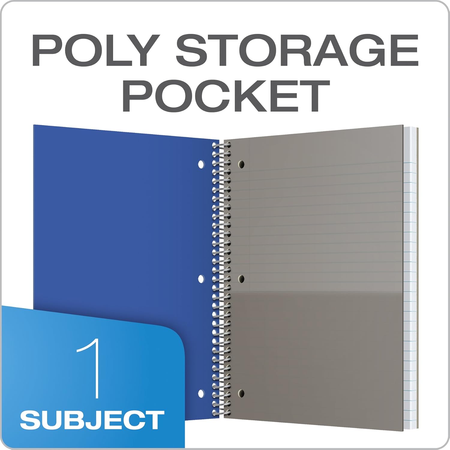 Oxford Spiral Notebooks, 1 Subject, College Ruled Paper, Durable Plastic Cover, 100 Sheets, Divider Pocket, 3 per Pack (10390) : Office Products