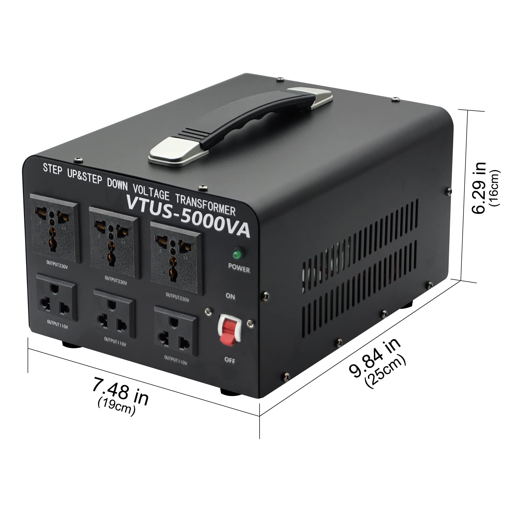 Yinleader 5000W Voltage Converter Transformer Step Up 110V-120V to220V-240V or Step Down 220V to 110V AC Power Converter w/US Standard Power Cord,Circuit Breaker Protection