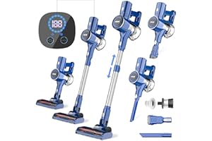 HiKiNS Cordless Vacuum Cleaner Lightweight Stick Vacuum 24Kpa Strong Suction 200W Power Vacuum Cleaner for Pet Hair Carpet Hardwood Floor Max 45 Min Runtime