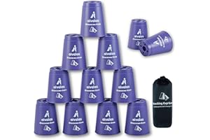 Aivalas 12PCS Stacking Cups Game, Plastic Quick Stacks Cups Set with Durable Carry Bag, Gift Idea for Competitive Stack Games Lover Beginner(Purple)
