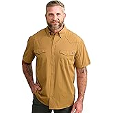 HUK Mens Creekbed Solid Short Sleeve Button Down Shirt, Fishing Shirt for Men