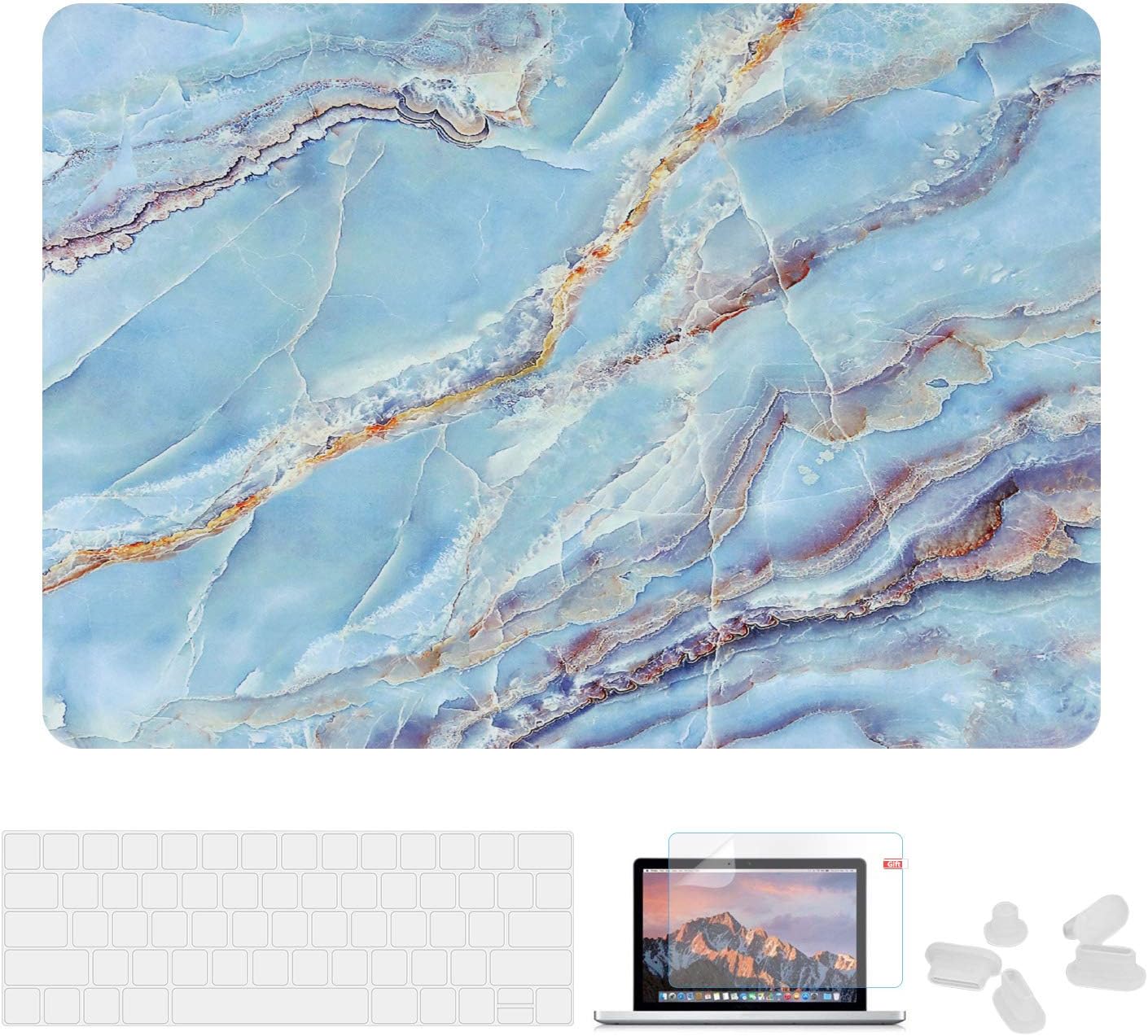 Utryit Laptop Case for Old MacBook Pro 13" Retina (2012-2015) Marble Hard Case Cover and Keyboard Cover for A1502 / A1425 (PJH-011)