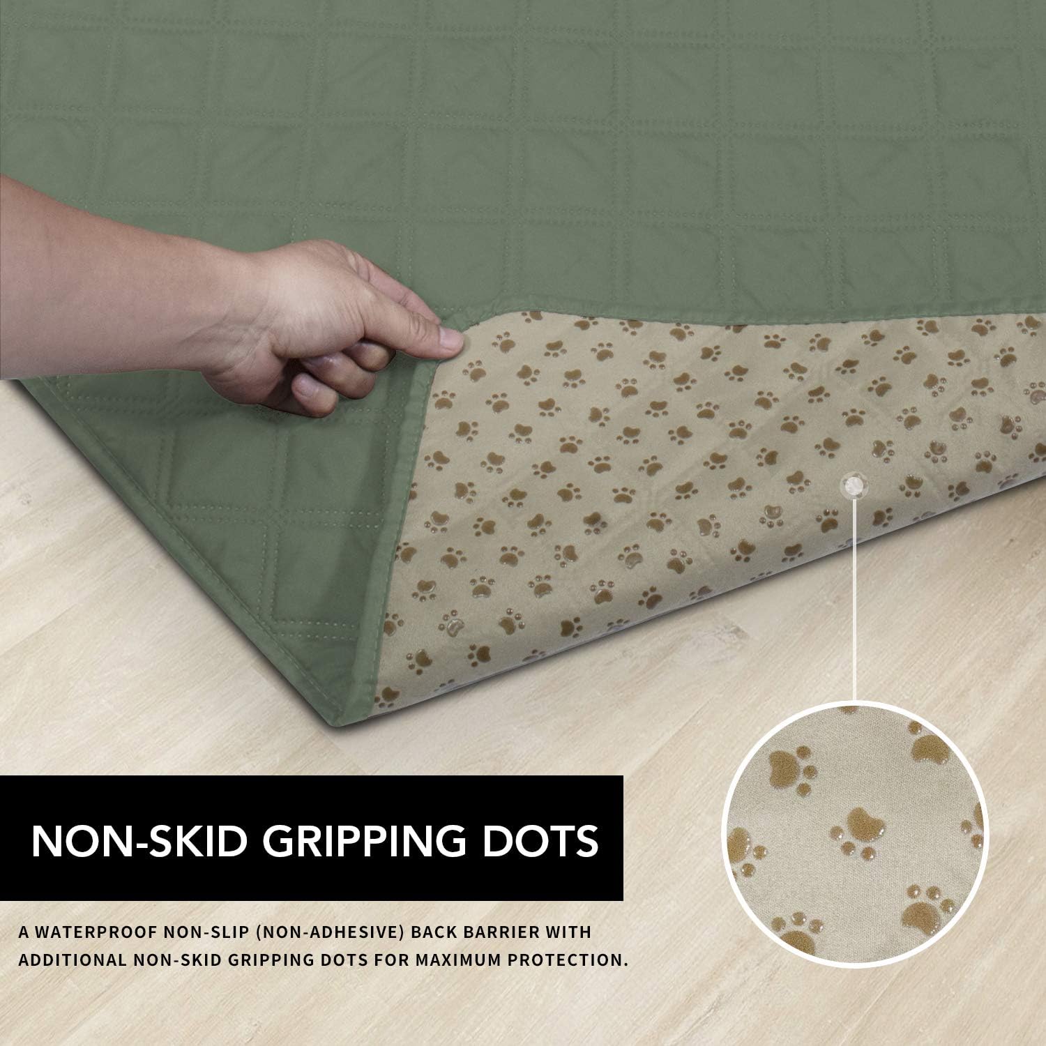 Easy-Going 100% Waterproof Dog Bed Cover Furniture Protector Sofa Cover Non-Slip Washable Reusable Incontinence Bed Underpads for Pets Kids Children Dog Cat(86x82 in,Greyish Green): Home & Kitchen