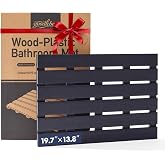 GOODLEBEN Bamboo-Design Bath Mat, Heavy Duty HDPS Plastic, 19.7" x 13.8", 400lb Support, 100% Waterproof &amp; Fadeproof, Superior to Real Bamboo for Bathroom Spa Sauna Poolside Outdoor (Black Color)